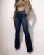 Sexy Elegant New Fashion Casual Female Trouser Bottom Back Shirred Button Front High Waist Jeans hercurva