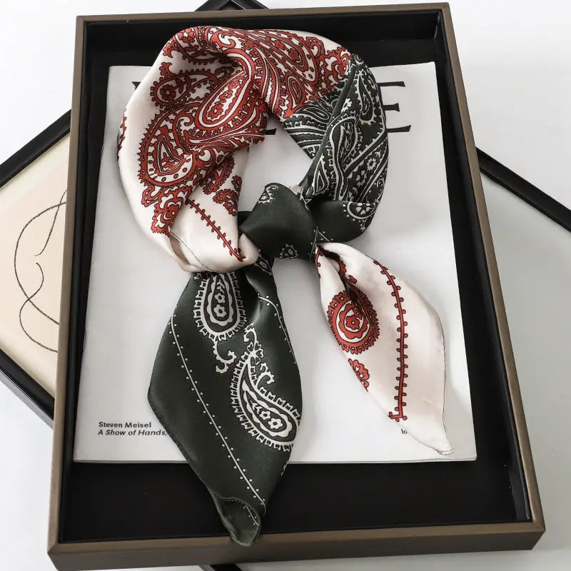 Artificial Silk Striped High-grade Korean Style Stylish Beach Arm Bag Silk Scarf hercurva