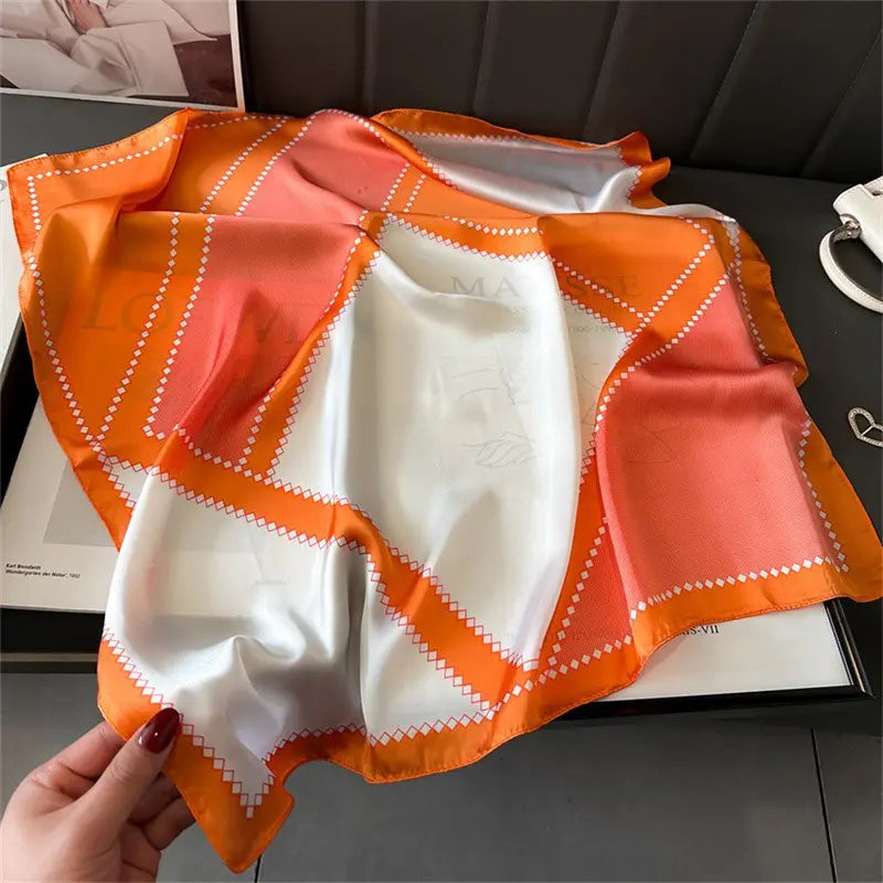 Artificial Silk Striped High-grade Korean Style Stylish Beach Arm Bag Silk Scarf hercurva