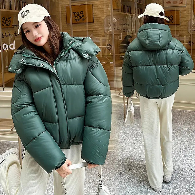 Elegant Fluffy Hooded Cotton Jacket Puffer Jacket Coat Warm Commute hercurva