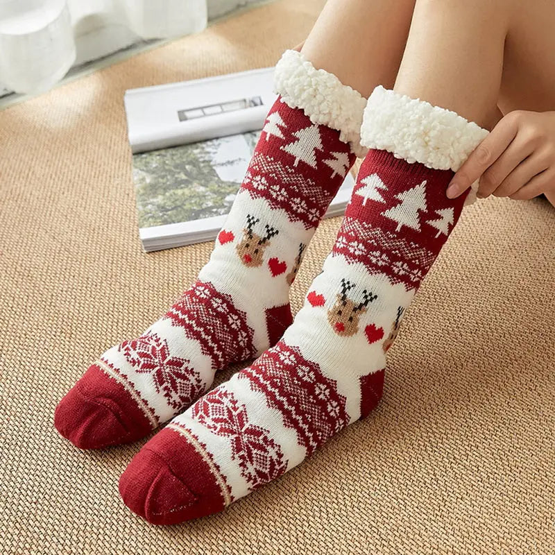 Thicken warm high tube plus velvet floor socks hercurva