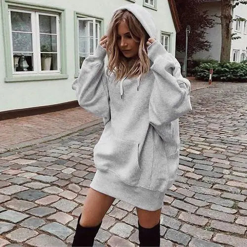 Women's hooded loose long sleeve thick sweater hercurva
