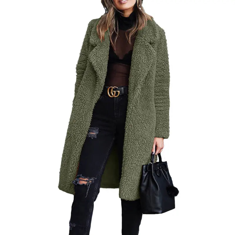 Long sleeve lapel lamb wool coat hercurva