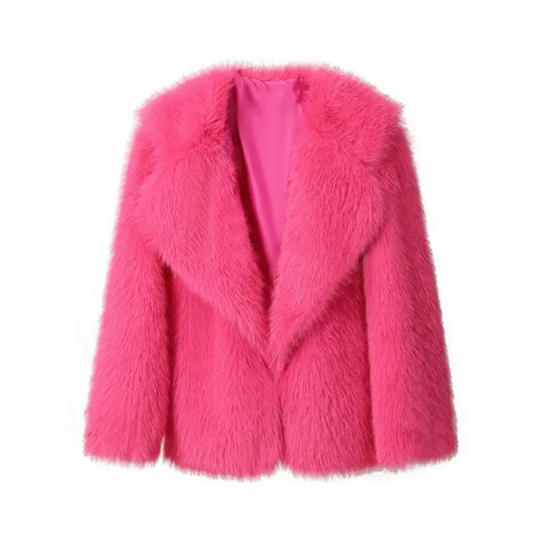 Lapel Leather Fur Coat Women's Artificial Wool Clip Coat hercurva