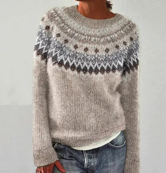 Women's Printed Wear Crew Neck Casual Sweater hercurva