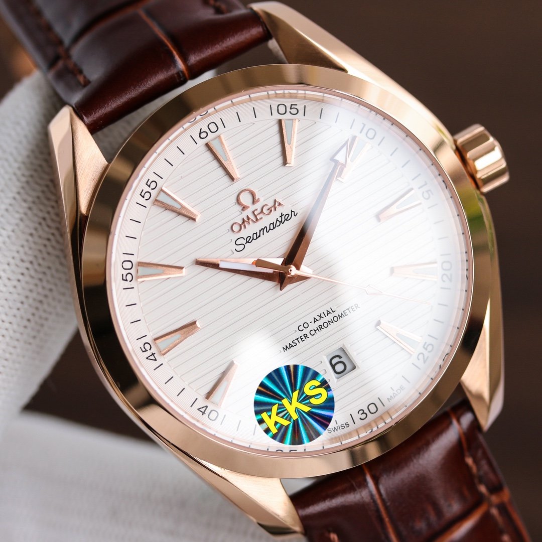 SEAMASTER AQUA TERRA 41MM ROSE GOLD CASE LEATHER STRAP