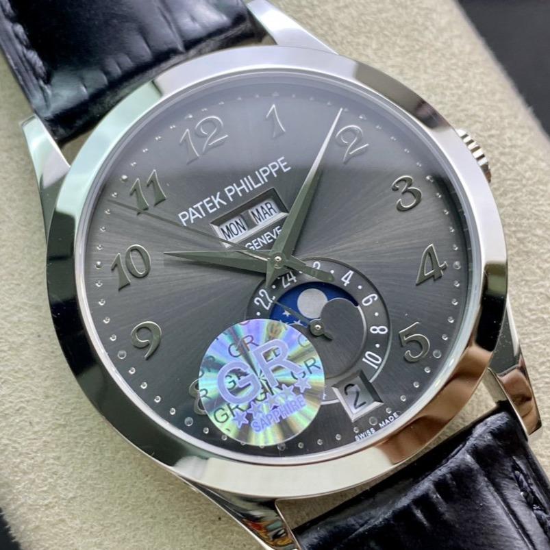 PATEK CALATRAVA MOONPHASE ANNUAL CALENDAR STEEL CASE GREY DIAL
