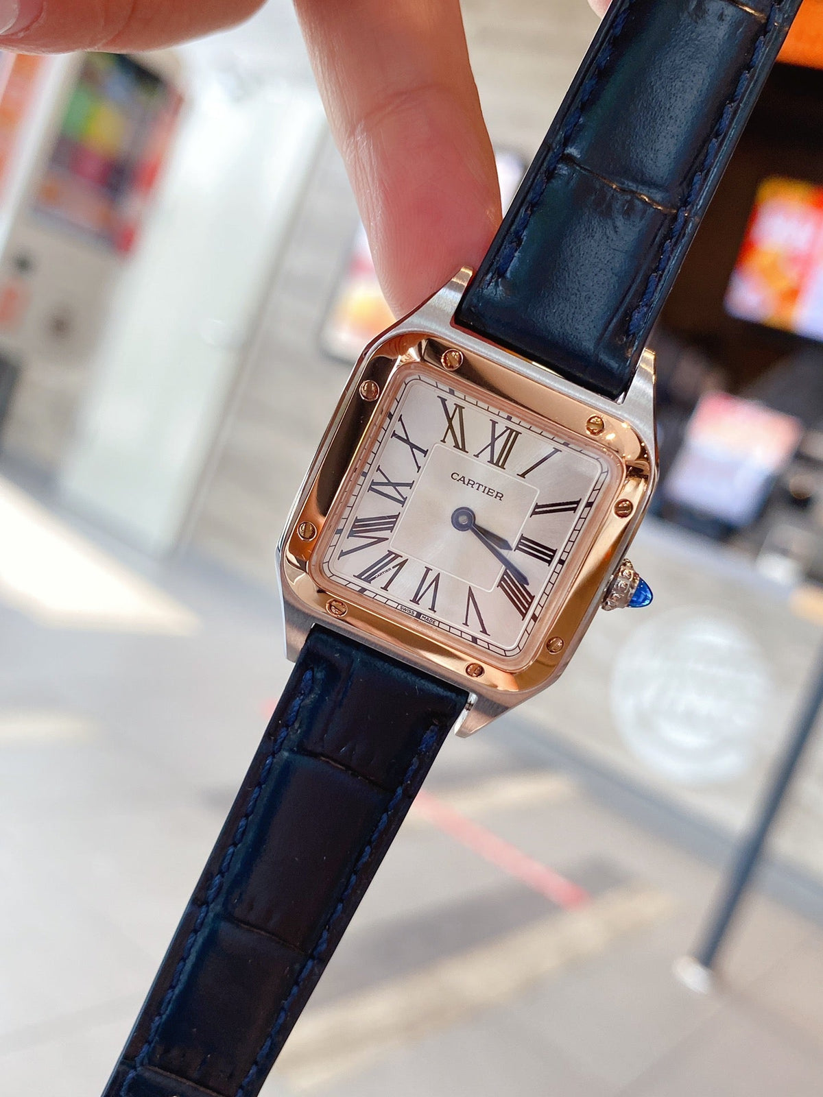 SANTOS DE CARTIE QUARTZ 28MM ROSE GOLD STEEL