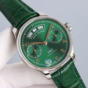 PORTUGUESE ANNUAL CALENDAR STEEL CASE LEATHER STRAP