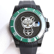 SUBMARINER DATE 40MM CUSTOM GREEN BEZEL BLACK BEAR DIAL