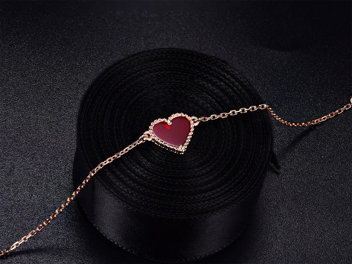 HEART CARNELIAN PINK GOLD BRACELET