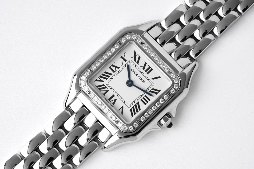 PANTHERE SILVER CASE DIAMOND BEZEL WHITE DIAL