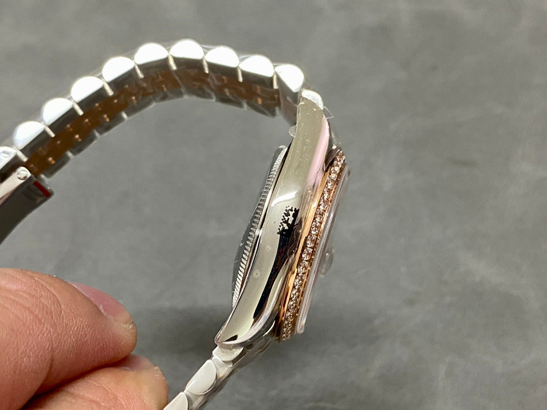 DATEJUST 31MM PINK GOLD STEEL AUBERGINE DIAL