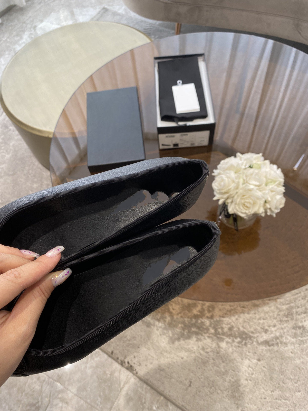 ballet flats grained calfskin