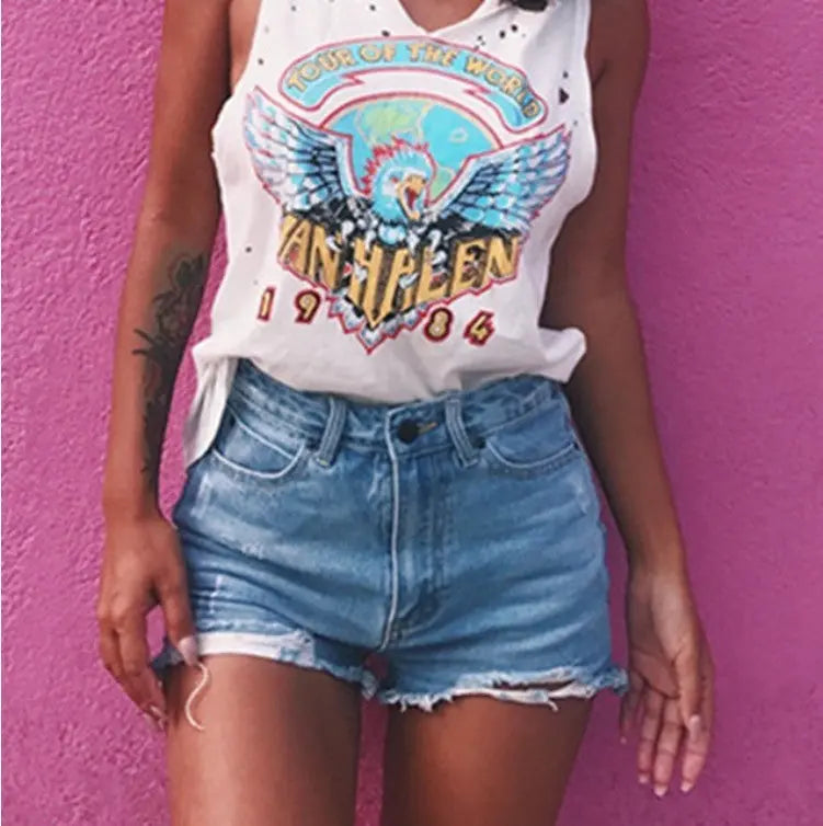 Women's retro ins hot classic ripped denim shorts hercurva