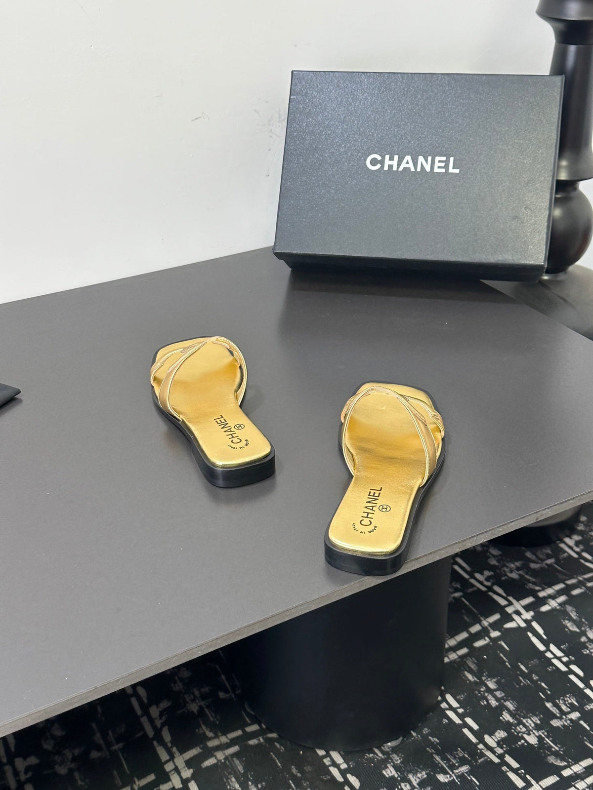 Chanel 2026 Flat Sandal Gold Cowhide