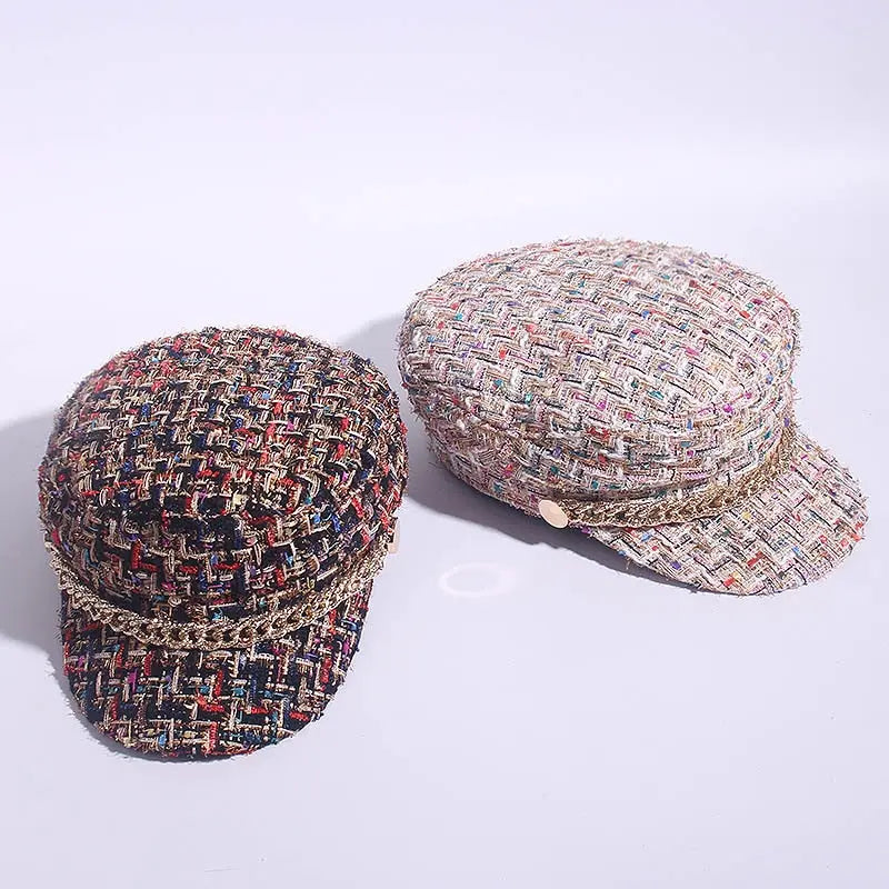 Ladies peaked cap octagonal cap fashion military cap hercurva