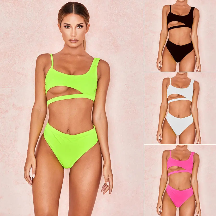 Solid color ladies swimwear hercurva