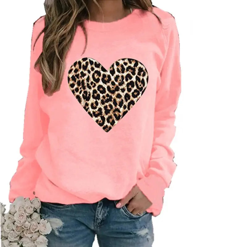 Leopard Love Printed Hoodless Plush Long Sleeve Sweater hercurva