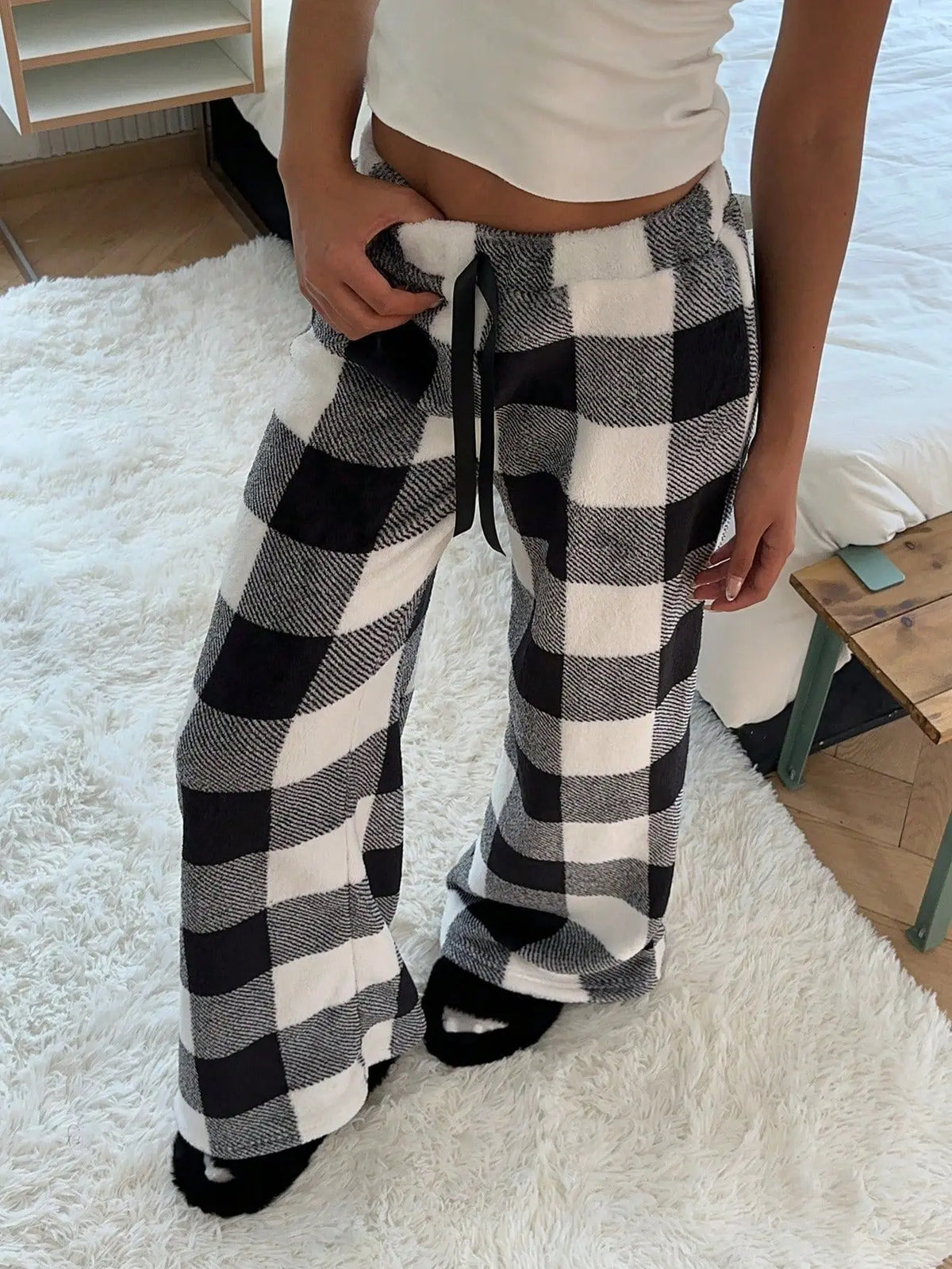 New Casual Leopard Print Lace-up Wide-leg Pants hercurva