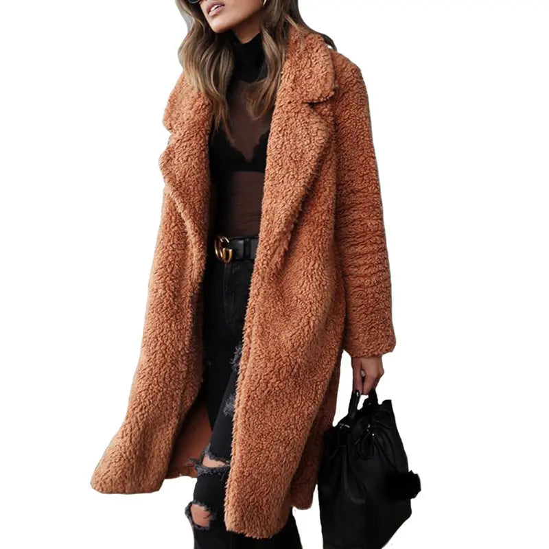 Long sleeve lapel lamb wool coat hercurva