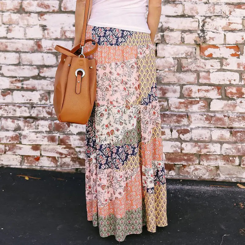 Loose fashion print high waist skirt hercurva