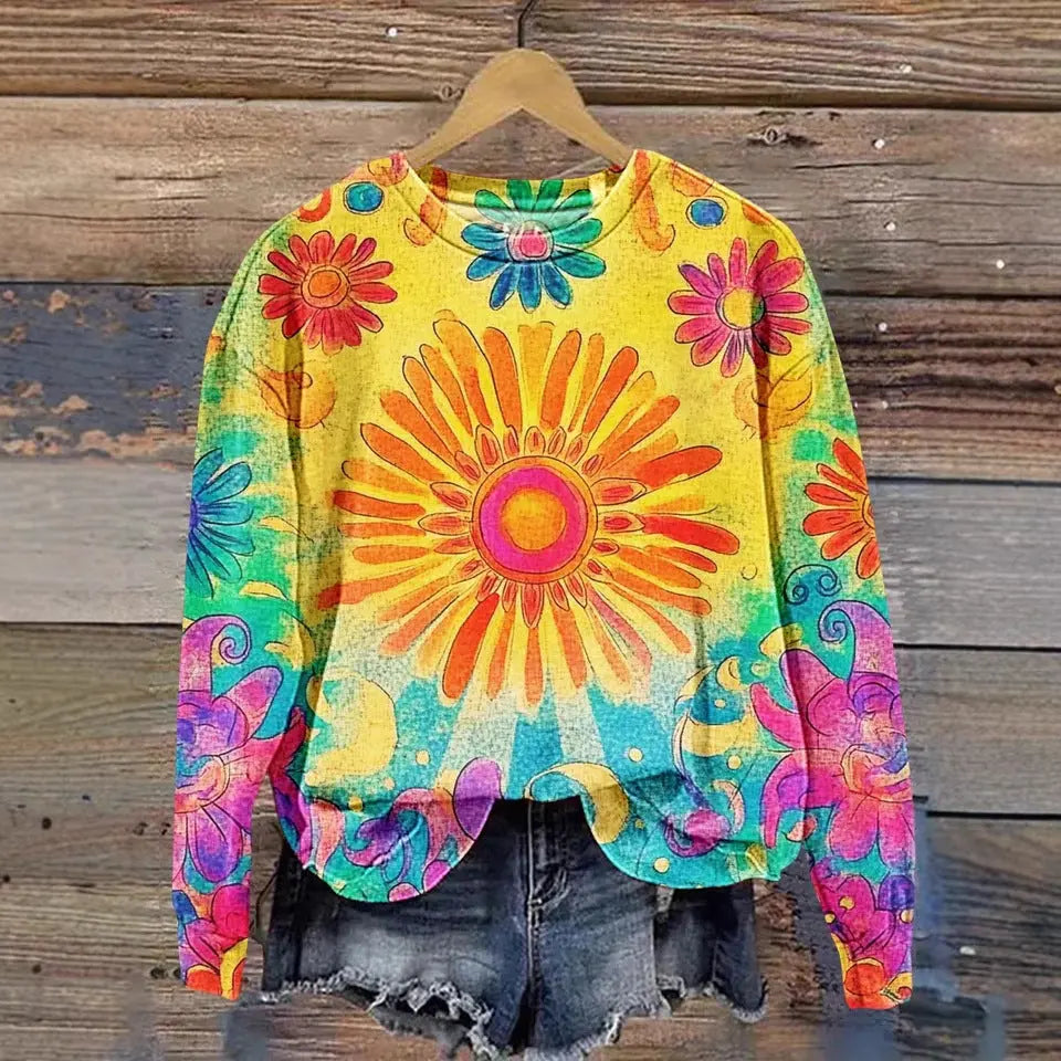 Women's Printed Drop-shoulder Sweater hercurva