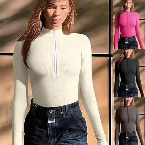 Fashion Long Sleeve Zipper Jumpsuit Seamless Slimming Shapewear For Women Romper hercurva