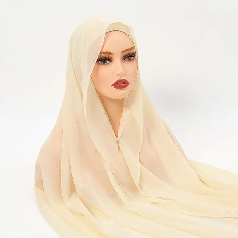 Lazy Chiffon Convenient Headscarf Magnetic Buckle Fixed Anti-drop Solid Color hercurva