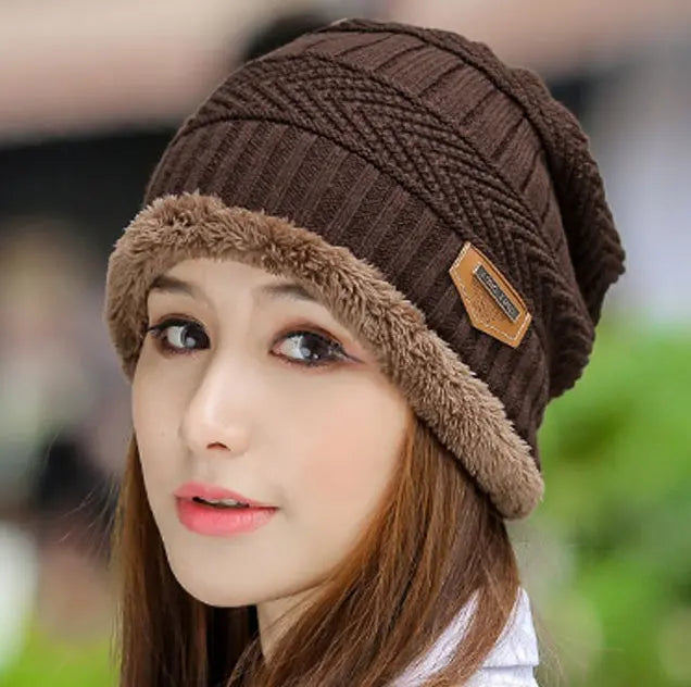Knit Hat Female Winter ThickeningCap Warm Earmuffscap Head Outdoor Cycling Korean Version Of The Tide Collar Wool Hat hercurva