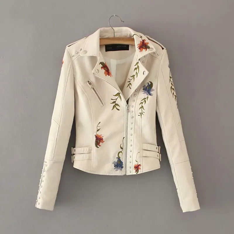 Embroidered studded leather jacket hercurva