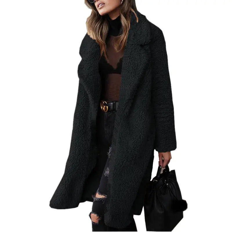 Long sleeve lapel lamb wool coat hercurva