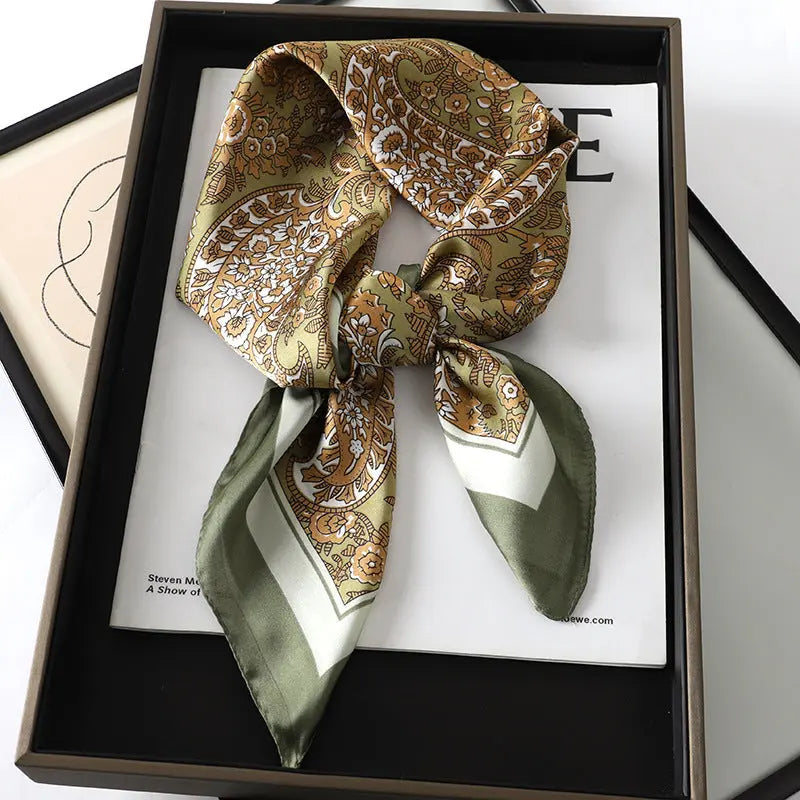 Artificial Silk Striped High-grade Korean Style Stylish Beach Arm Bag Silk Scarf hercurva