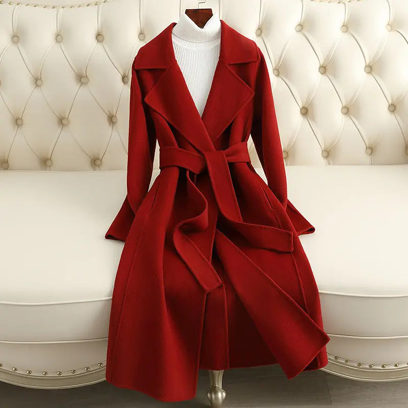 Cashmere Coat Slim Fit Thin Over The Knee Woolen Coat hercurva