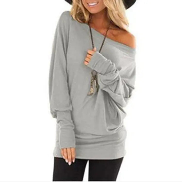 Women's Long-Sleeved T-Shirt Outer Solid Color Top hercurva