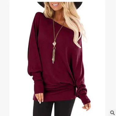 Women's Long-Sleeved T-Shirt Outer Solid Color Top hercurva