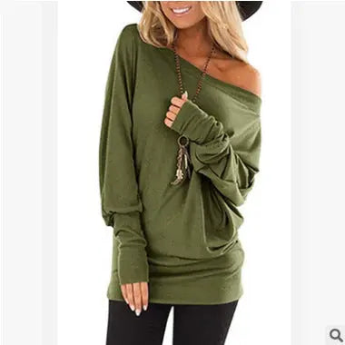 Women's Long-Sleeved T-Shirt Outer Solid Color Top hercurva