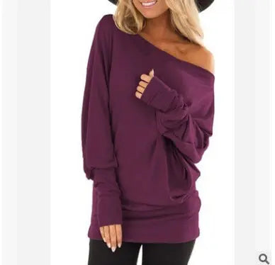 Women's Long-Sleeved T-Shirt Outer Solid Color Top hercurva