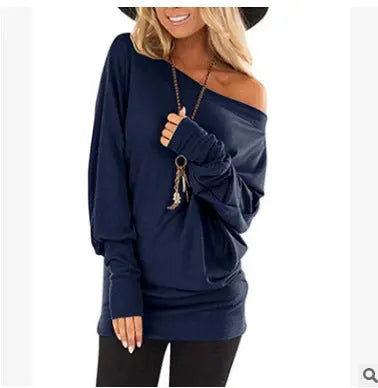 Women's Long-Sleeved T-Shirt Outer Solid Color Top hercurva