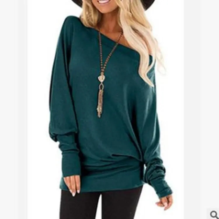 Women's Long-Sleeved T-Shirt Outer Solid Color Top hercurva