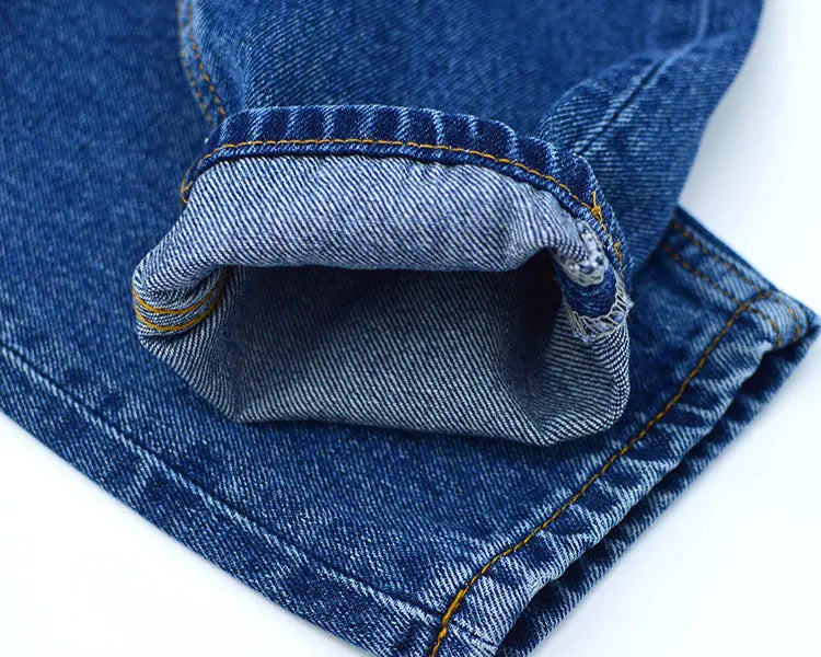 New High-waisted Loose Straight-leg Denim Cropped Trousers hercurva