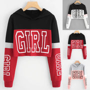 Crop Top Hoodie  Sweatshirt Hoodies Women Patchwork Lett hercurva