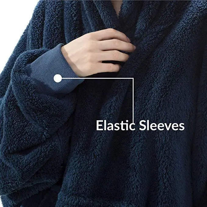 Hoodie Sweatshirt With Big Pocket Tops Sweater Comfortable Loose Double-Sided Fleece Thicker Wearable Blanket hercurva