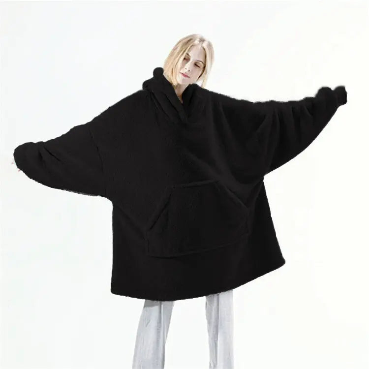 Hoodie Sweatshirt With Big Pocket Tops Sweater Comfortable Loose Double-Sided Fleece Thicker Wearable Blanket hercurva