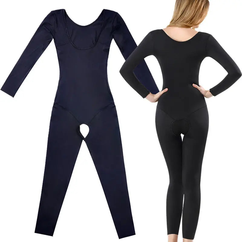 Shapewear One-Piece Bodysuit Fat Burning Abdomen Girdle Body Postpartum Hip Lifting Long Sleeve Trousers Thin Whole Body Seamless Women hercurva