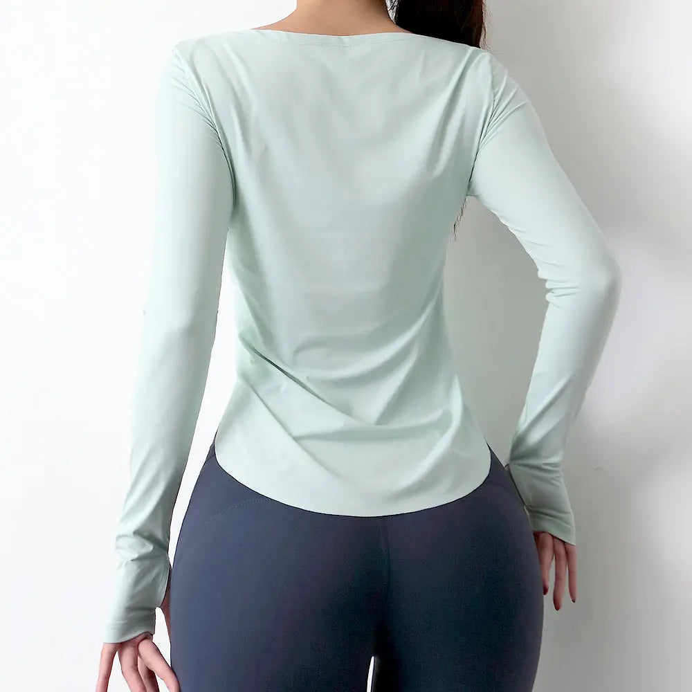 Gym Smock Sportswear Women'S Tight-Fitting Long-Sleeved Bottoming Shirt Outer Wear T Shirt Quick Drying Yoga Training Top hercurva