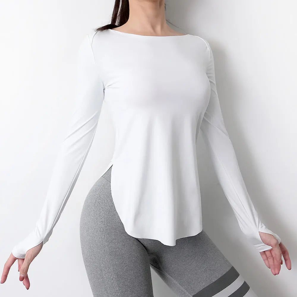 Gym Smock Sportswear Women'S Tight-Fitting Long-Sleeved Bottoming Shirt Outer Wear T Shirt Quick Drying Yoga Training Top hercurva