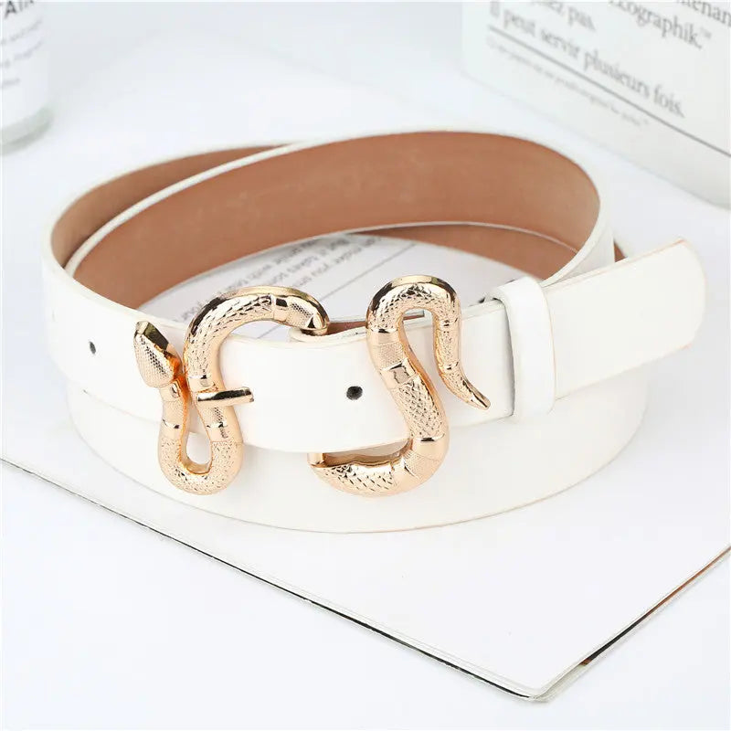 Fashion Snake Buckle Pu Belt All-Match Simple Jeans Suit Belt hercurva