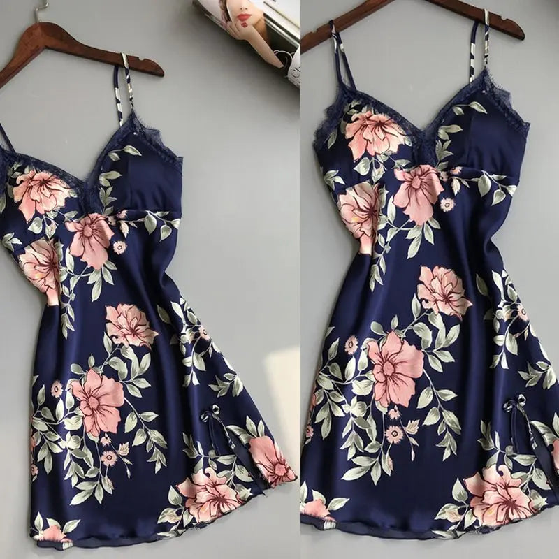 Robe Underwear women's night dress lace sleepwear Silk Satin hercurva
