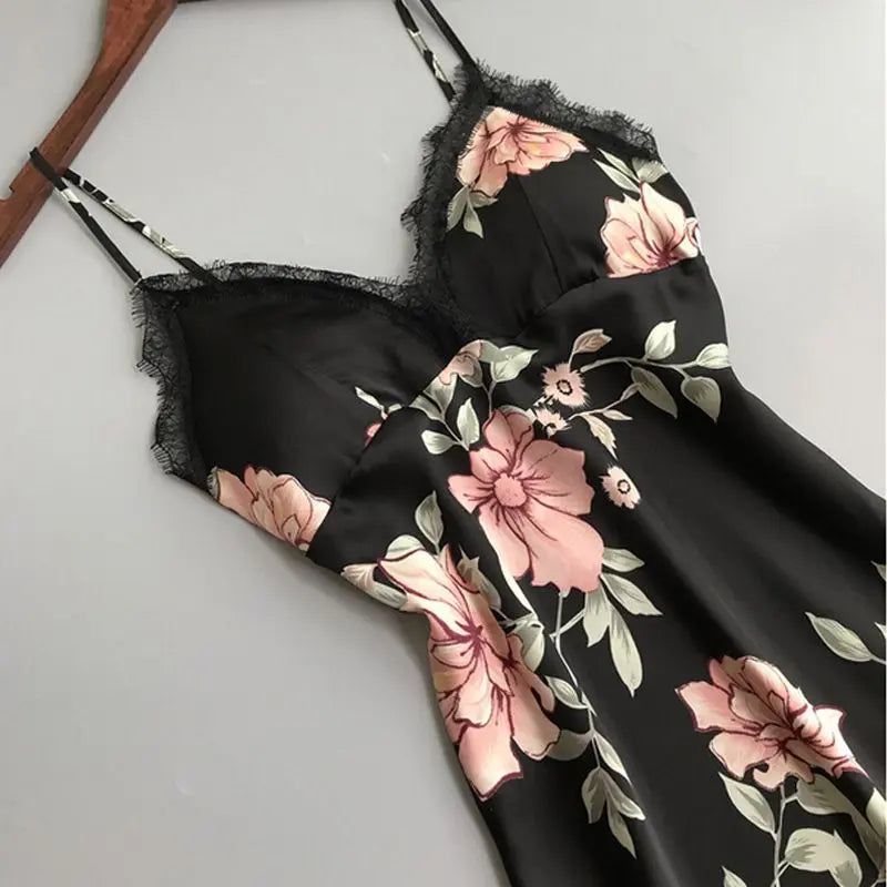 Robe Underwear women's night dress lace sleepwear Silk Satin hercurva